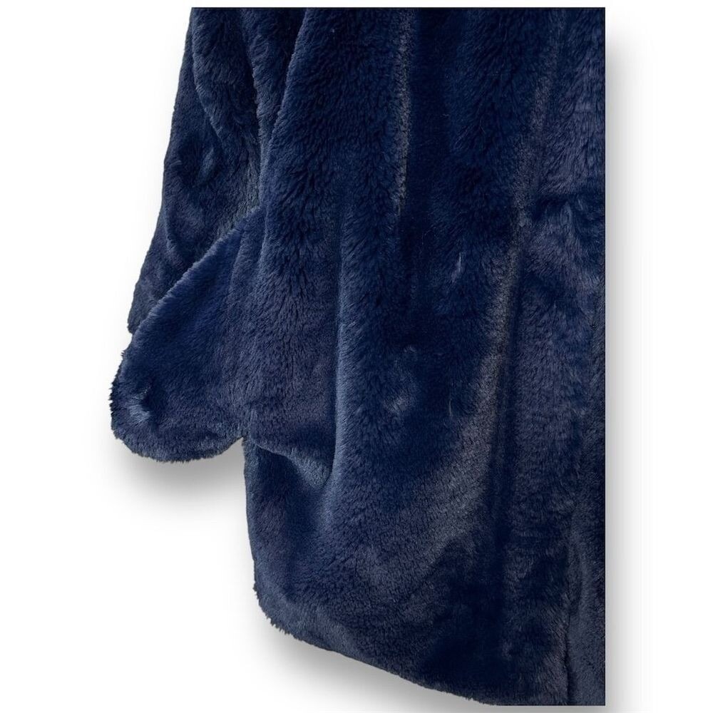 Women's Hooded Faux Fur Coat Blue XSmall Winter Cozy Mob Wife Classic Timeless - Picture 5 of 7